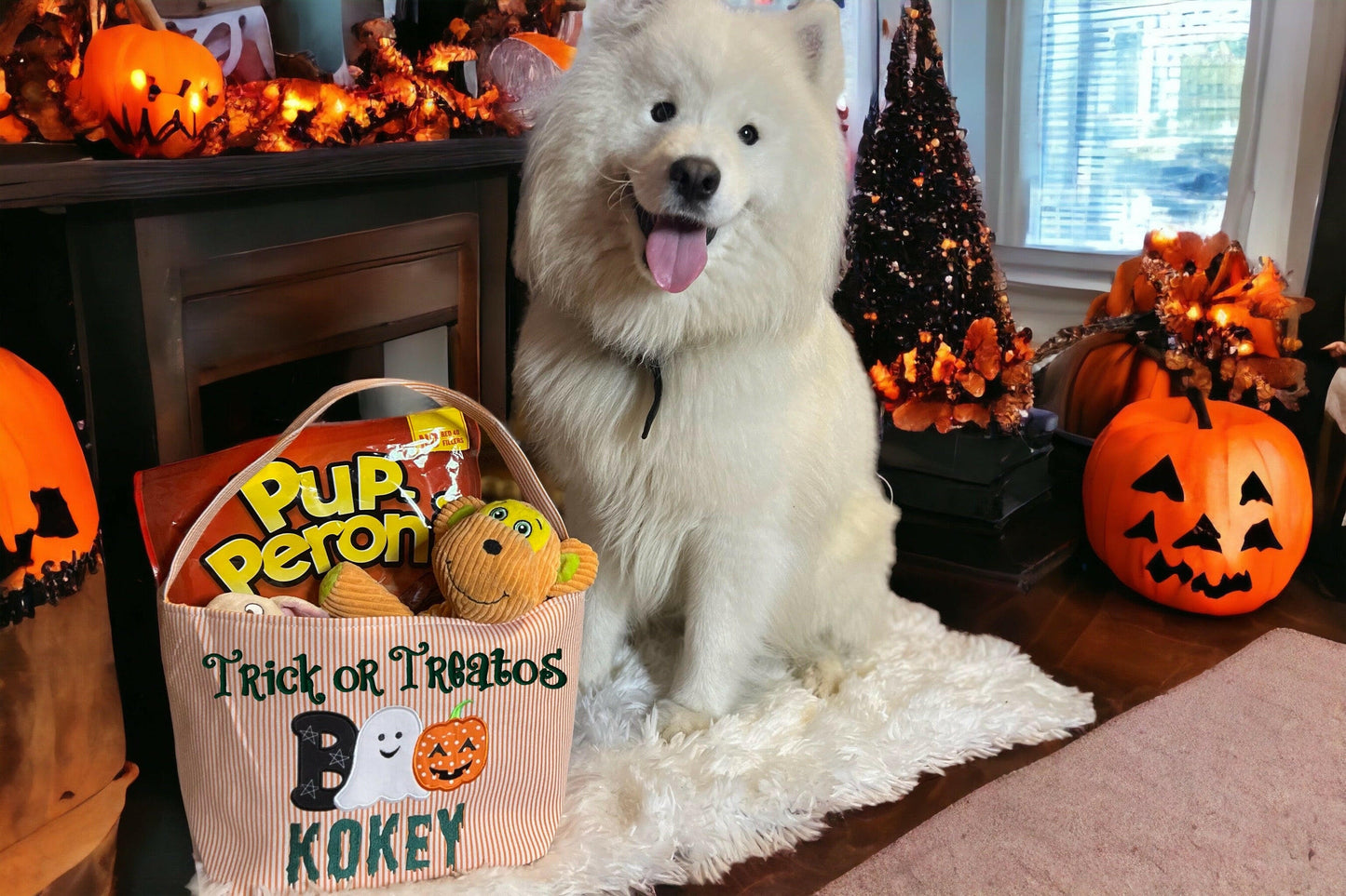 Kids Halloween Basket,Seersucker Basket, Embroidered Halloween Bucket, Trick or Treat Basket, Halloween Bag Ghost Basket