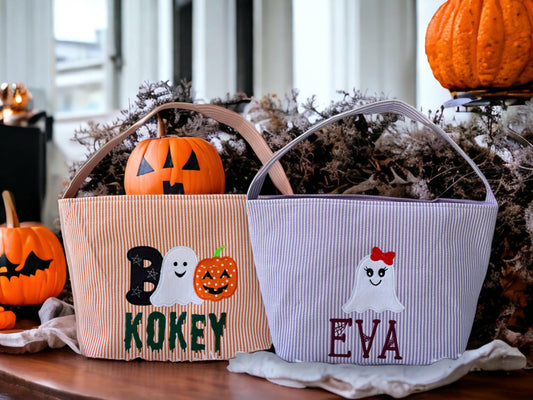 Personalized Halloween Candy Bucket with Applique
