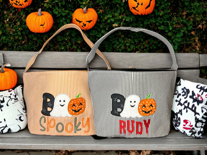 Personalized Halloween Candy Bucket with Applique