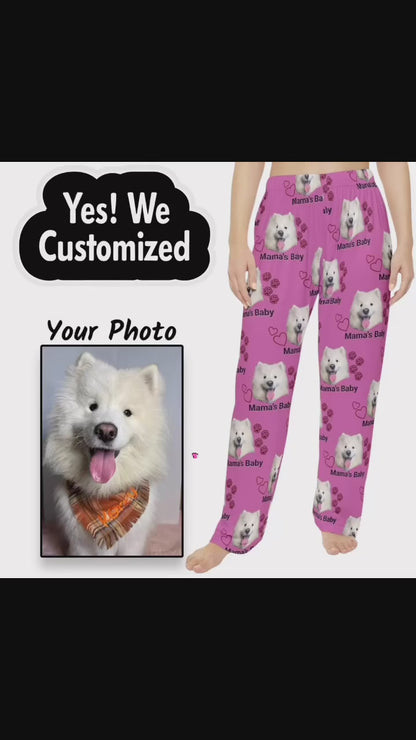 Custom Portrait Women's Pajama Pants, Personalized Sleepwear for Her, Customized PJ Bottoms, Photo Pajama Trousers, Christmas Gift for Wife